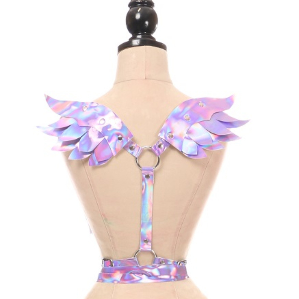 Daisy Corsets Holographic Pink-Purple Wing Harness Belt